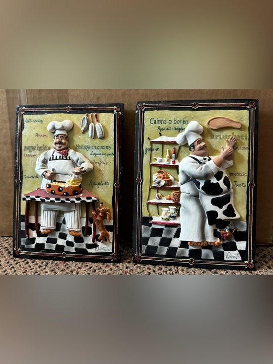 Other - D3 Italian Chef and Dog wall hanging plaque set of 2 – 6 inches High
